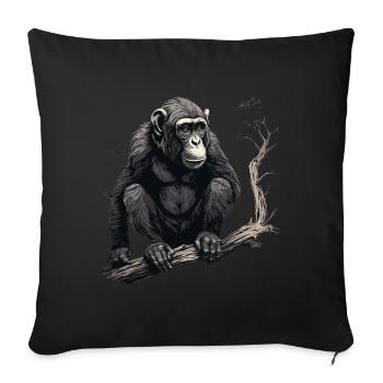 Singe chimpanzé - Housse de coussin décorative 45 x 45 cm - noir - Devant