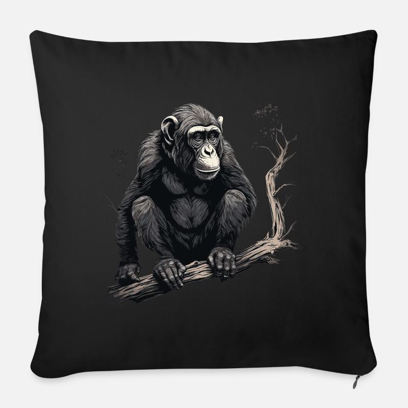 Schimpanse Affe - Sofakissenbezug 45 x 45 cm - Schwarz