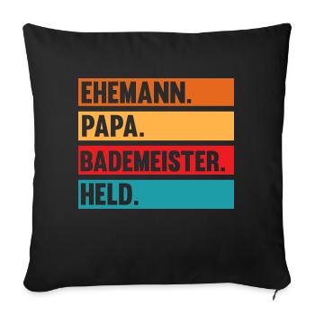 Rettungsschwimmer Papa Vater Bademeister - Sofakissenbezug 45 x 45 cm - Schwarz - Vorne