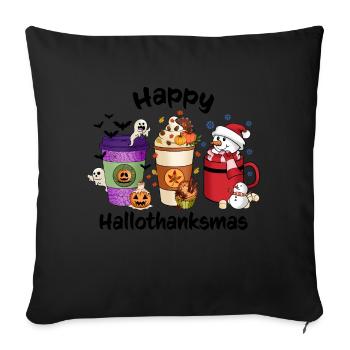 Happy Hallothanksmas Vibes Coffee - Sofa pillowcase 17,3'' x 17,3'' (45 x 45 cm) - black - Front