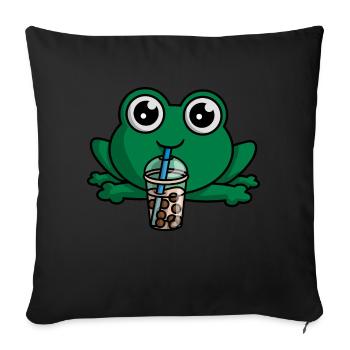 Bubble Boba Tea Drinking Frog Anime Kawaii Toad - Sofa pillowcase 17,3'' x 17,3'' (45 x 45 cm) - black - Front