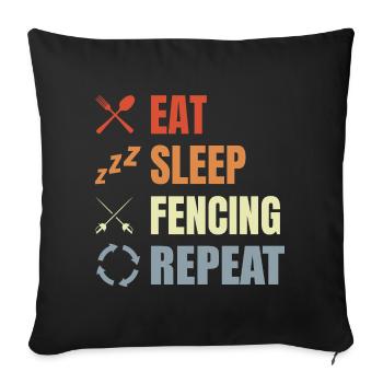 Manger Sommeil Escrime Répéter - Housse de coussin décorative 45 x 45 cm - noir - Devant