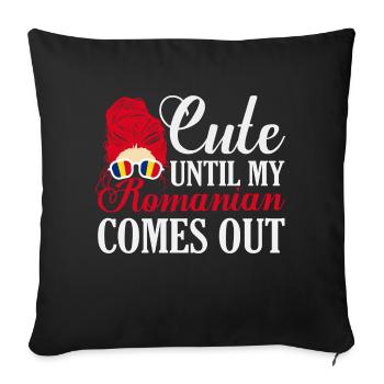 Mignon jusqu’à ce que mon roumain sorte Roumanie Pride Pat - Housse de coussin décorative 45 x 45 cm - noir - Devant