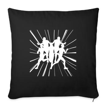 Coureurs rapides à la ligne d’arrivée en compétition - Housse de coussin décorative 45 x 45 cm - noir - Devant