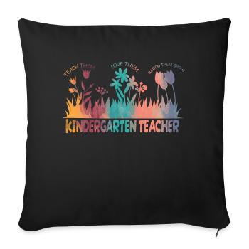 Kindergarten Teacher Flower Groovy Teacher Back to top - Sofa pillowcase 17,3'' x 17,3'' (45 x 45 cm) - black - Front