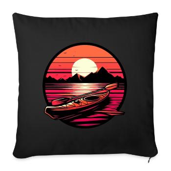 Kayak Sunset Mountains - Sofa pillowcase 17,3'' x 17,3'' (45 x 45 cm) - black - Front