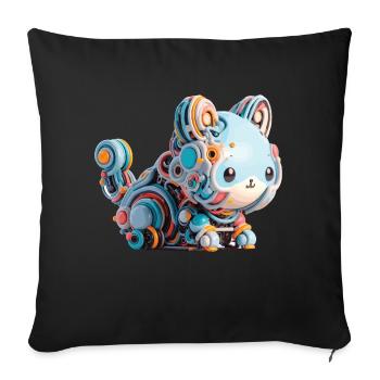 Chat Robot Abstrait Coloré - Housse de coussin décorative 45 x 45 cm - noir - Devant