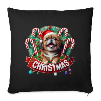 christmas Mignon petit chien - Housse de coussin décorative 45 x 45 cm - noir - Devant