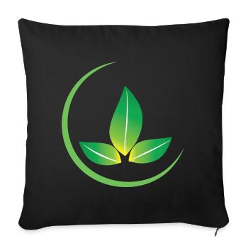 Conception d’icône de feuilles vertes pour les fiers végétaliens - Housse de coussin décorative 45 x 45 cm - noir - Devant