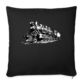 Railway Steam Locomotive - Sofa pillowcase 17,3'' x 17,3'' (45 x 45 cm) - black - Front