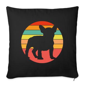 Frenchie Französische Bulldogge im Farbkreis - Sofakissenbezug 45 x 45 cm - Schwarz - Vorne