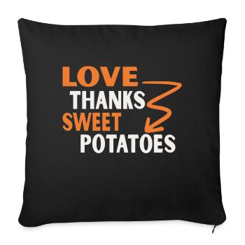 Love Thanks Sweet Potatoes Thanksgiving Autumn - Sofa pillowcase 17,3'' x 17,3'' (45 x 45 cm) - black - Front