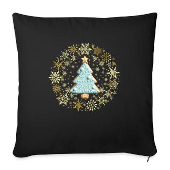 Gingerbread Cookies, Christmas Tree Gingerbread - Sofa pillowcase 17,3'' x 17,3'' (45 x 45 cm) - black - Front