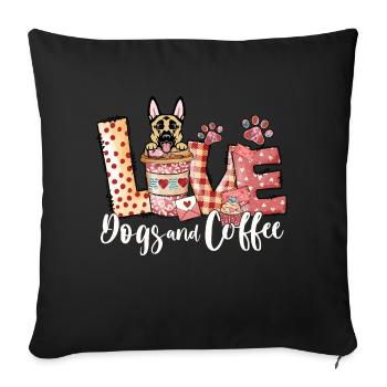 Belgian Malinois Dog Coffee Lover Dog Mom Valentin - Sofa pillowcase 17,3'' x 17,3'' (45 x 45 cm) - black - Front