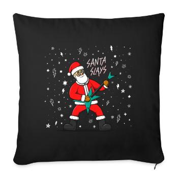 Santa Plays Electric Guitar. Heavy Metal Christmas - Sofa pillowcase 17,3'' x 17,3'' (45 x 45 cm) - black - Front