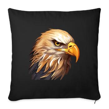 eagle, eagle head, bird of prey, bird of prey, animal, nature - Sofa pillowcase 17,3'' x 17,3'' (45 x 45 cm) - black - Front