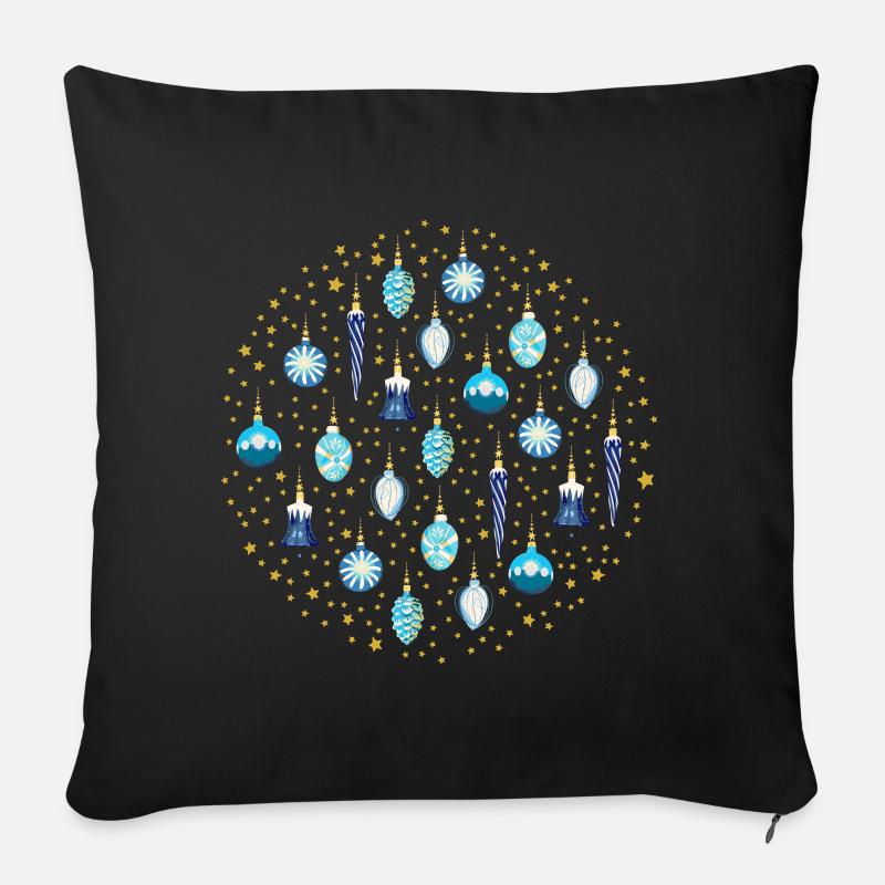 Galaxie de Noël Bleu - Housse de coussin décorative 45 x 45 cm - noir