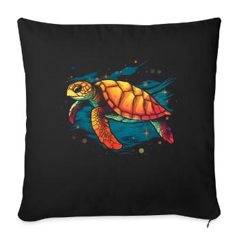 Sea Turtle in the Sea, Love Turtles - Sofa pillowcase 17,3'' x 17,3'' (45 x 45 cm) - black - Front