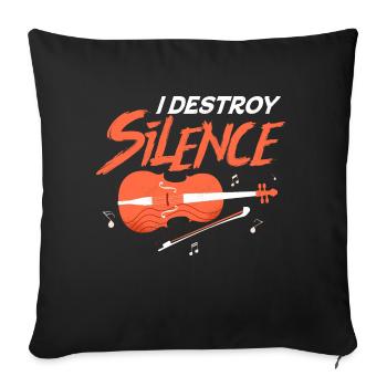 I Destroy Silence Violoniste Violon Orchestre - Housse de coussin décorative 45 x 45 cm - noir - Devant