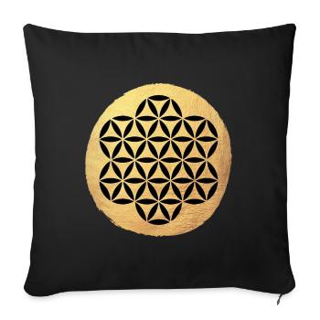 Yoga Circle Flower of Life Gold Pattern om Namaste - Sofa pillowcase 17,3'' x 17,3'' (45 x 45 cm) - black - Front