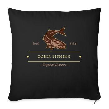 Pêche au cobia Pêche au poisson en eau salée - Housse de coussin décorative 45 x 45 cm - noir - Devant