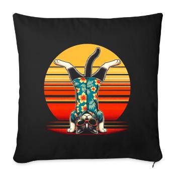 Katze Kopfstand Turnen Gymnastik Akrobatik - Sofakissenbezug 45 x 45 cm - Schwarz - Vorne