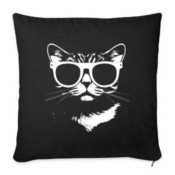 Drôle de chat avec des lunettes de soleil Chaton Sunglas Cats - Housse de coussin décorative 45 x 45 cm - noir - Devant