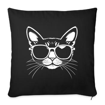 Funny Cat with Sunglasses Kitten Sunglas Cats - Sofa pillowcase 17,3'' x 17,3'' (45 x 45 cm) - black - Front