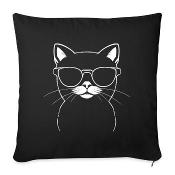 Lustige Katze mit Sonnenbrille Kätzchen Sonnenbrille Katzen - Sofakissenbezug 45 x 45 cm - Schwarz - Vorne