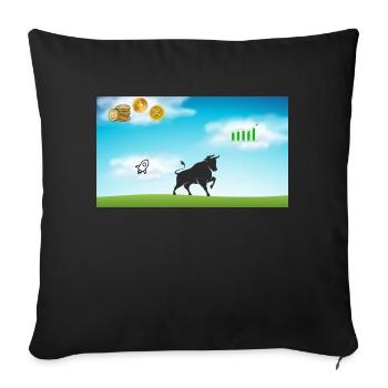 Börsenbulle im Börsenparadies - Sofakissenbezug 45 x 45 cm - Schwarz - Vorne