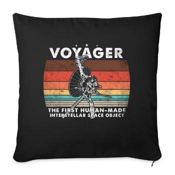 Voyager 1977 Retro Space Probe Mission - Sofa pillowcase 17,3'' x 17,3'' (45 x 45 cm) - black - Front