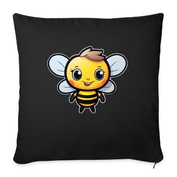 Bienchen fröhlich - Sofakissenbezug 45 x 45 cm - Schwarz - Vorne