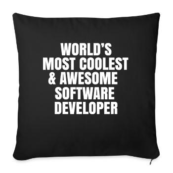Worlds most coolest and awesome software developer - Sofa pillowcase 17,3'' x 17,3'' (45 x 45 cm) - black - Front