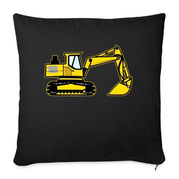 Kids Excavator Yellow Shovel Excavator - Sofa pillowcase 17,3'' x 17,3'' (45 x 45 cm) - black - Front