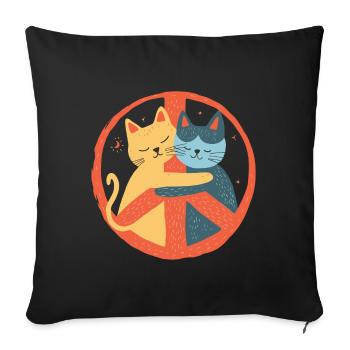 Katzen Peace Zeichen Frieden Symbol Liebe Umarmung - Sofakissenbezug 45 x 45 cm - Schwarz - Vorne