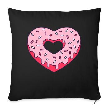 Herz Donut - Sofakissenbezug 45 x 45 cm - Schwarz - Vorne