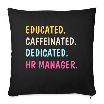 Directeur des ressources humaines amateur de café dicton drôle - Housse de coussin décorative 45 x 45 cm - noir - Devant