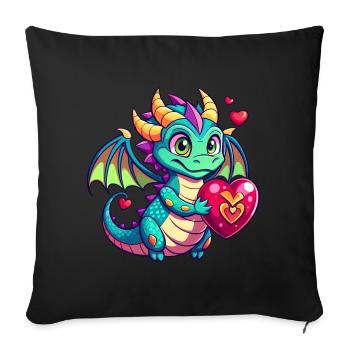 Farbenfroher Drache - Sofakissenbezug 45 x 45 cm - Schwarz - Vorne