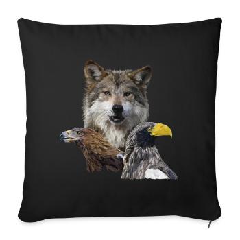Loup et aigles - Housse de coussin décorative 45 x 45 cm - noir - Devant