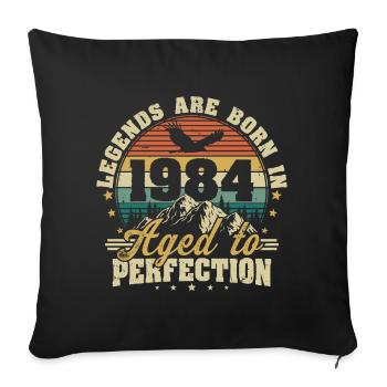 1984 Vintage Born légendes cadeau d’anniversaire - Housse de coussin décorative 45 x 45 cm - noir - Devant