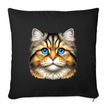 Chat - Housse de coussin décorative 45 x 45 cm - noir - Devant