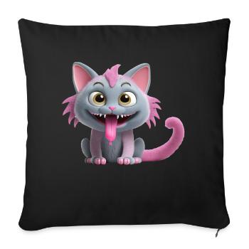 Chat monstre effrayant et mignon - Housse de coussin décorative 45 x 45 cm - noir - Devant