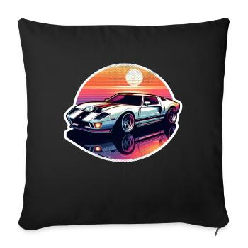 voiture vintage couché de soleil - Housse de coussin décorative 45 x 45 cm - noir - Devant