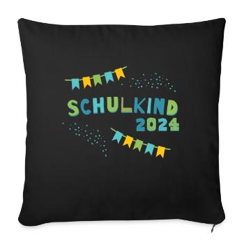 Écolier 2024 Inscription à l’école Premier jour d’école Enfants - Housse de coussin décorative 45 x 45 cm - noir - Devant