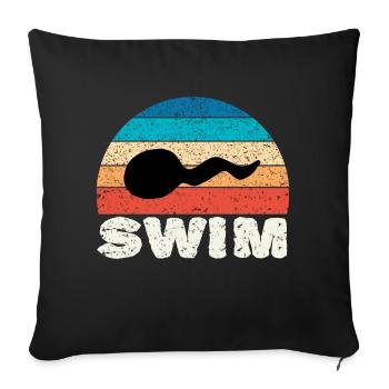 Coucher de soleil rétro vintage - flotteur - Housse de coussin décorative 45 x 45 cm - noir - Devant