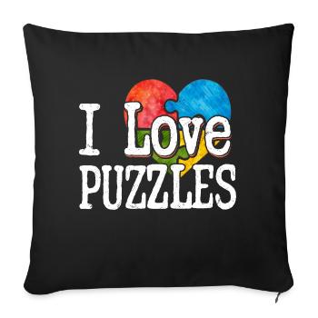 I Love Puzzles Piece Jigsaw Puzzle - Sofa pillowcase 17,3'' x 17,3'' (45 x 45 cm) - black - Front