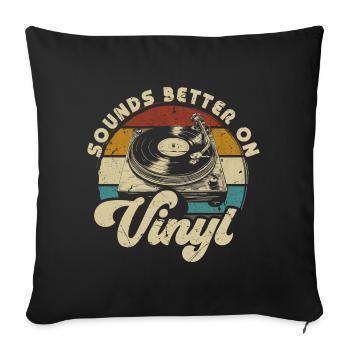 vinyl vinyl music turntable retro - Sofa pillowcase 17,3'' x 17,3'' (45 x 45 cm) - black - Front