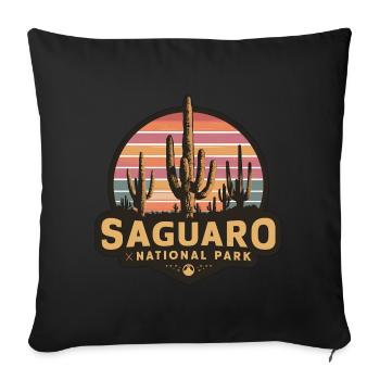 Parc national de Saguaro, Arizona, Cactus de Tucson - Housse de coussin décorative 45 x 45 cm - noir - Devant