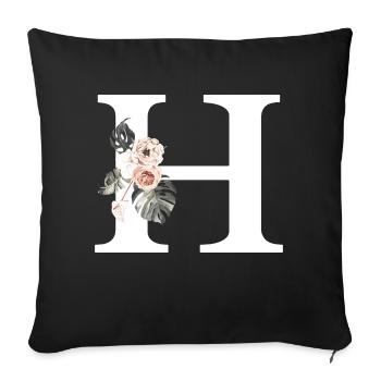 Tropical Floral Letter H - Sofa pillowcase 17,3'' x 17,3'' (45 x 45 cm) - black - Front