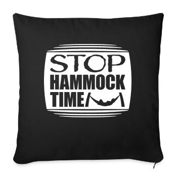 Arrêt drôle Hamac Temps Détente Dormir Camping - Housse de coussin décorative 45 x 45 cm - noir - Devant